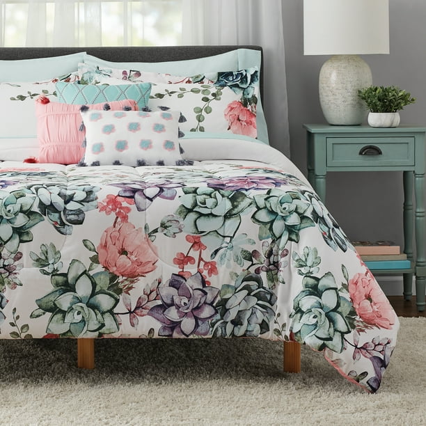 Black Floral 10 Piece Queen Size Comforter Set Sheets Bed Pillows Shams Bedroom